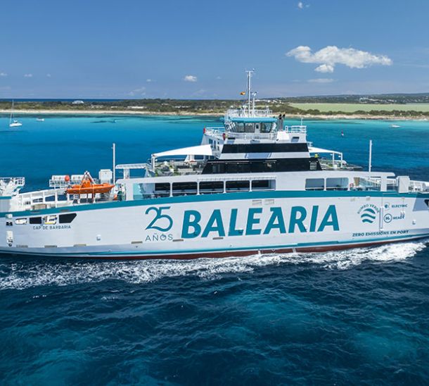 Baleària presents the 'Cap de Barbaria', the first electric ferry in Spain, in Eivissa