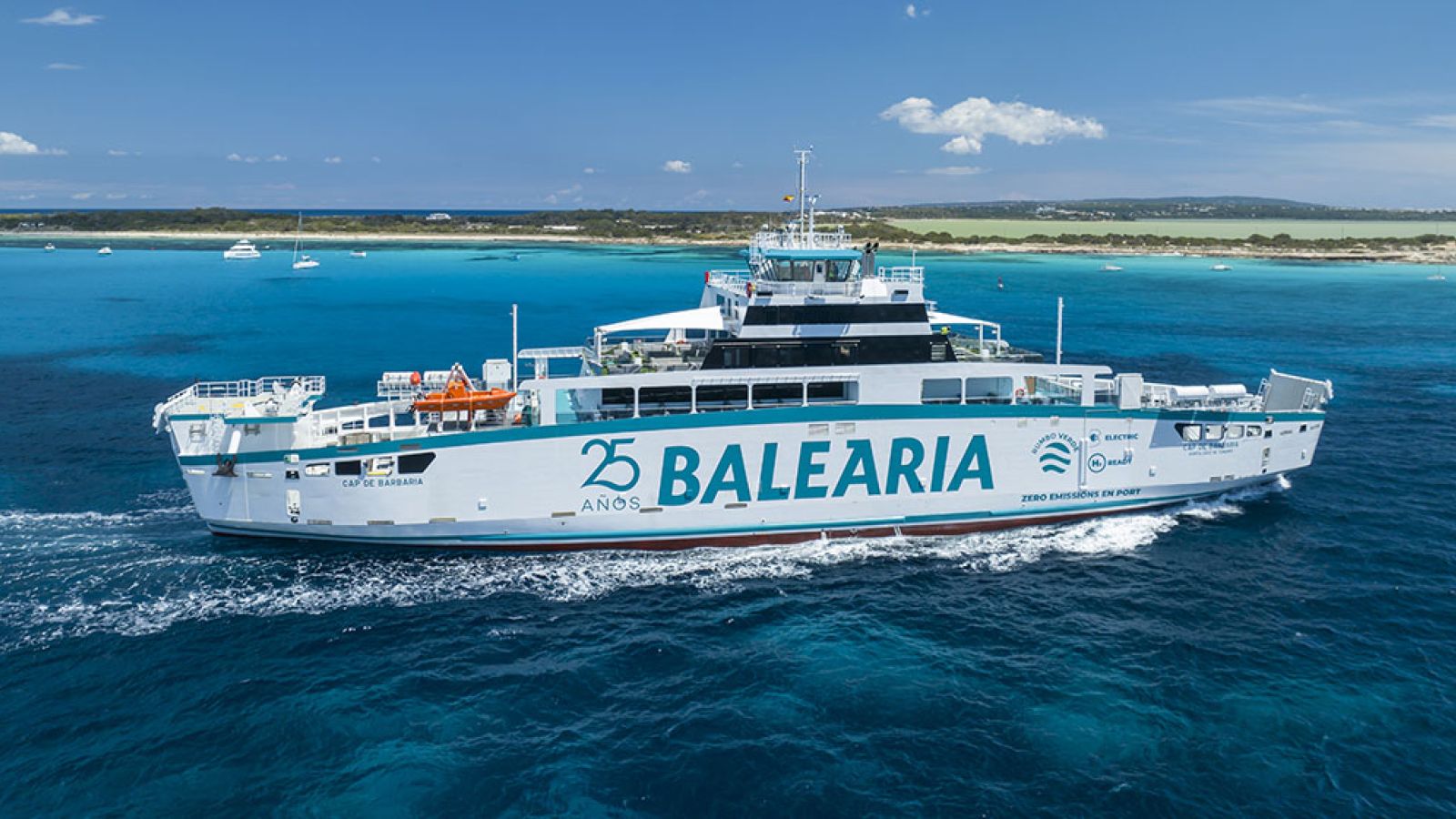 Baleària presents the 'Cap de Barbaria', the first electric ferry in Spain, in Eivissa